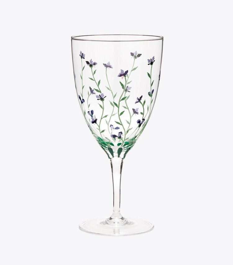 Tory Burch diseñador artículos de mesa & cristalería Set de 2 copas de agua Jolie Fleur en Clear / Multi frente