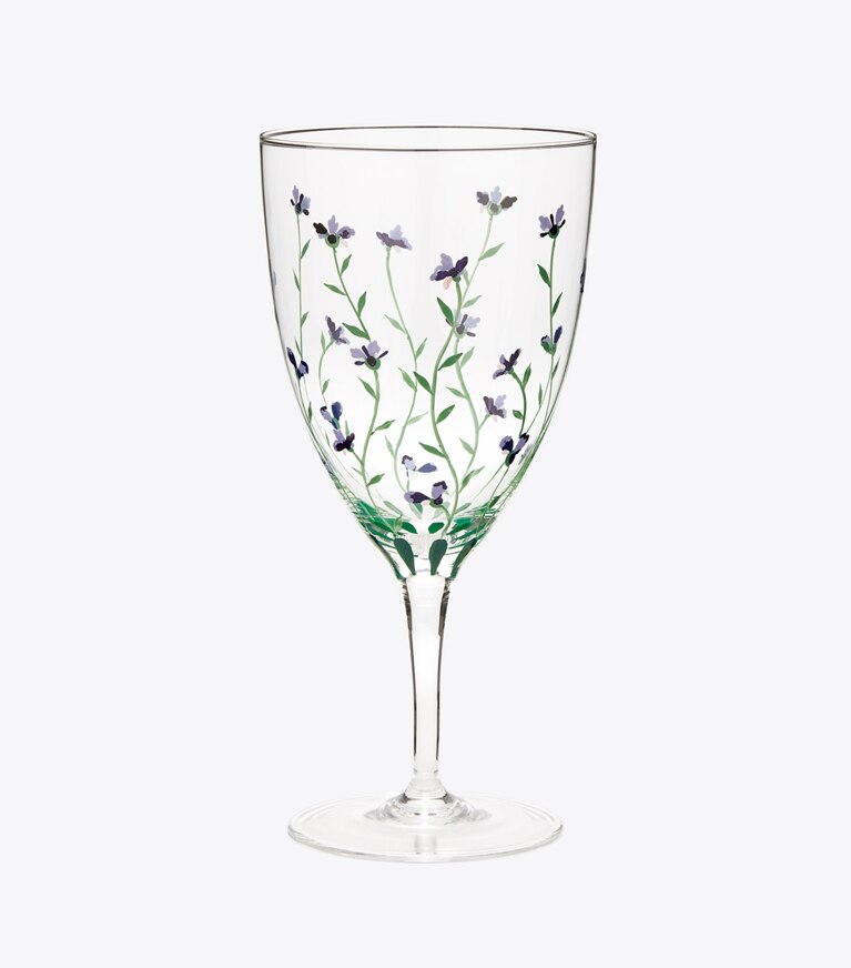 Tory Burch diseñador artículos de mesa & cristalería Set de 2 copas de agua Jolie Fleur en Clear / Multi frente