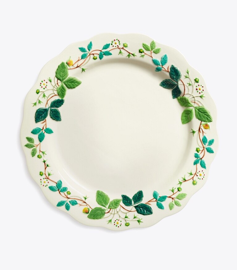 Tory Burch diseñador artículos de mesa & cristalería Set de 2 platos playos con flores repujadas en Green frente