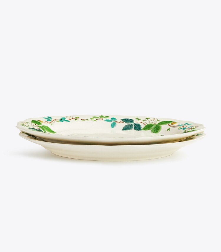 Tory Burch diseñador artículos de mesa & cristalería Set de 2 platos playos con flores repujadas en Green grupo