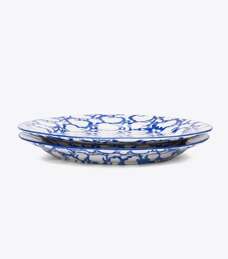 Tory Burch diseñador vajilla y cristalería Set de 2 platos playos de loza esponjada en Smoke Ring grupo