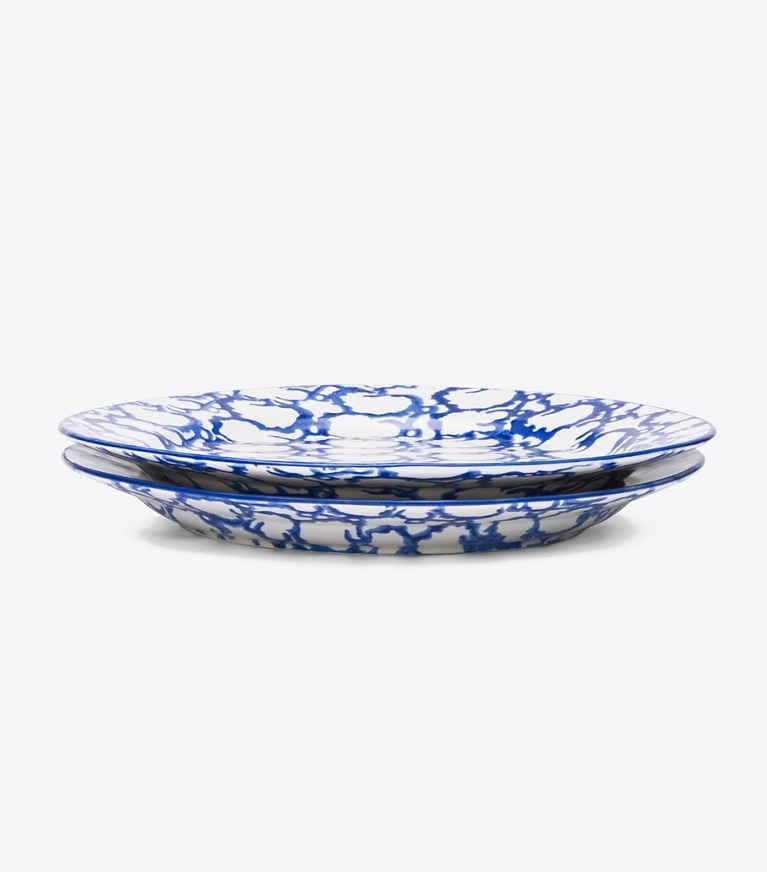 Tory Burch diseñador vajilla y cristalería Set de 2 platos playos de loza esponjada en Smoke Ring grupo