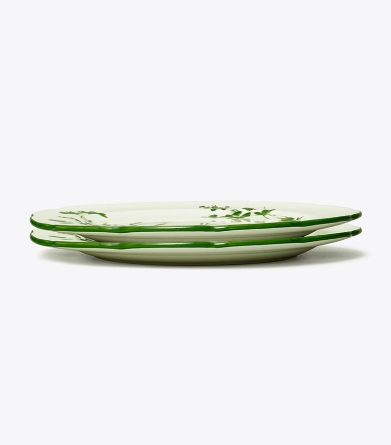 Tory Burch diseñador artículos de mesa & cristalería Set de 2 platos playos Happy Times en New Ivory / Green grupo