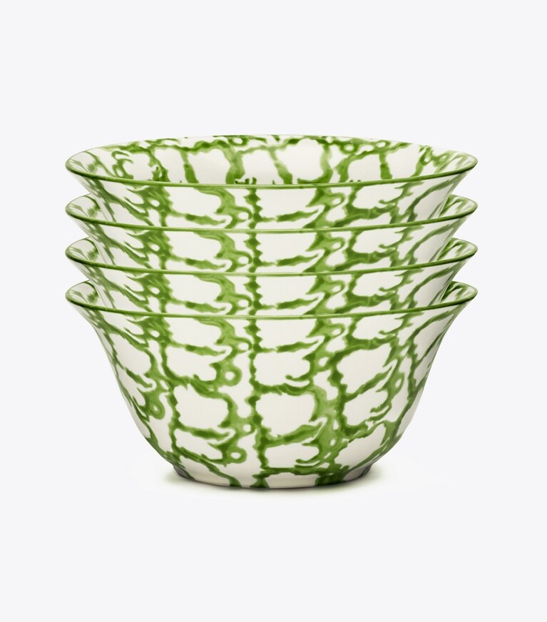 Tory Burch diseñador artículos de mesa & cristalería Set de 4 cuencos pequeños de loza esponjada en Green/Smoke grupo