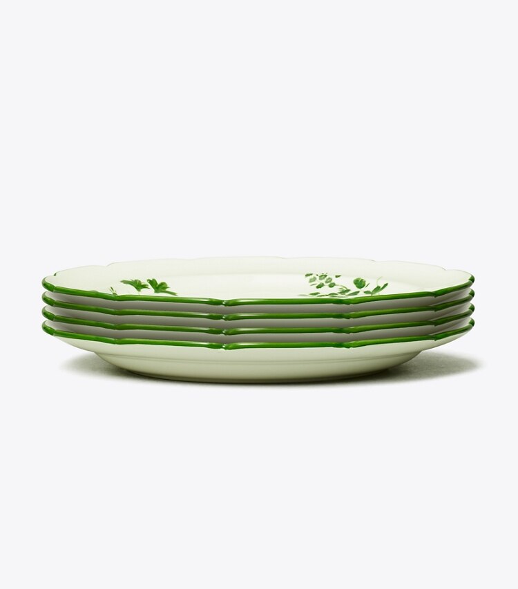 Tory Burch diseñador artículos de mesa & cristalería Set de 4 platos de ensalada Happy Times en New Ivory / Green grupo