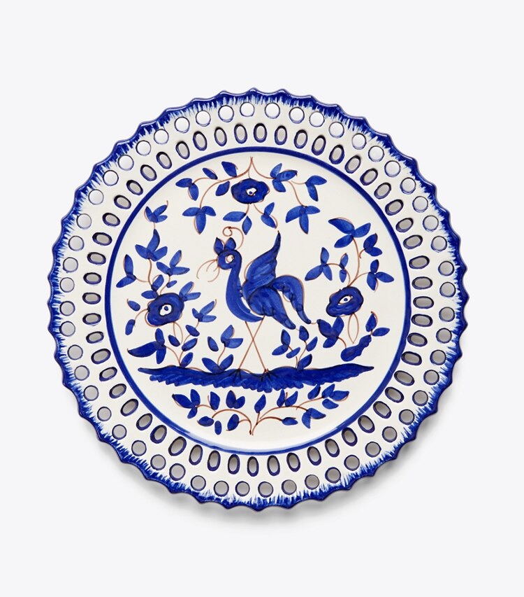 Tory Burch diseñador artículos de mesa & cristalería Set de 4 platos para ensalada Oiseau en White/Blue frente