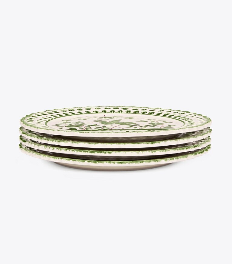Tory Burch diseñador artículos de mesa & cristalería Set de 4 platos para ensalada Oiseau en Green grupo