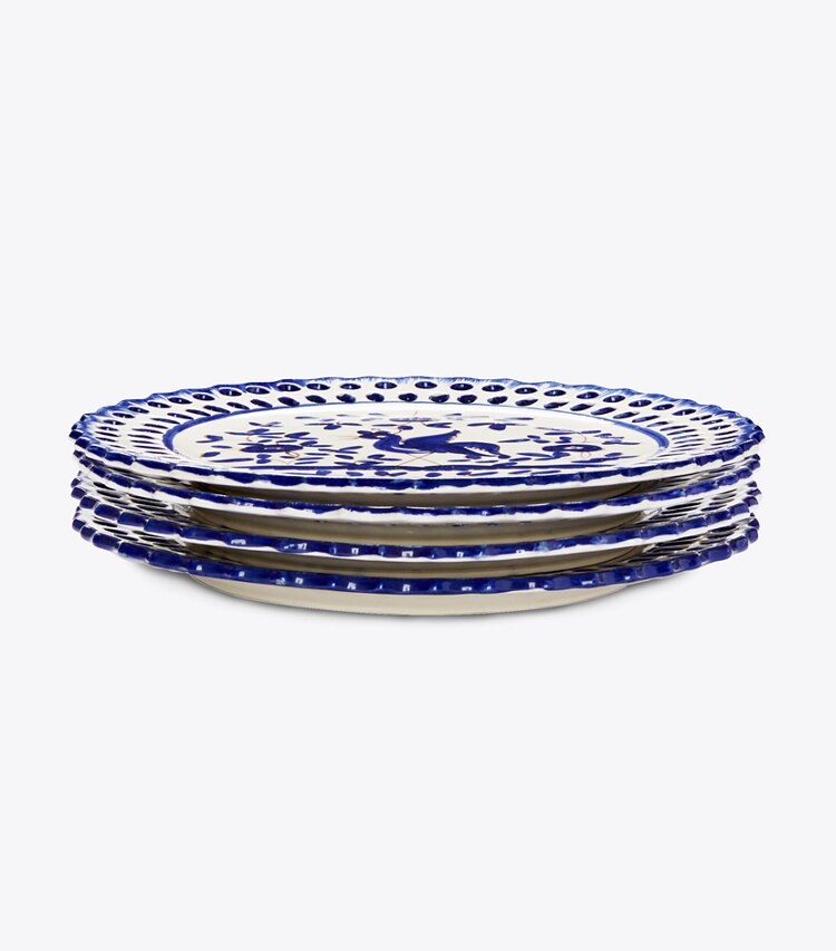 Tory Burch diseñador artículos de mesa & cristalería Set de 4 platos para ensalada Oiseau en White/Blue grupo