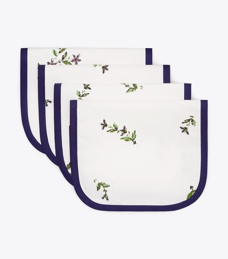 Tory Burch diseñador mantelería Set de 4 servilletas de cóctel Jolie Fleur en NEW IVORY grupo