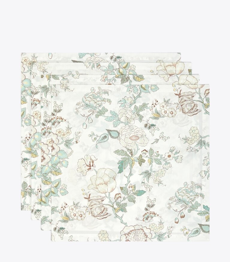 Tory Burch diseñador mantelería Set de 4 servilletas para cena con diseño de ramo Happy Times en Ivory grupo