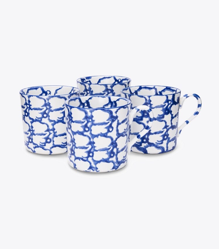 Tory Burch diseñador artículos de mesa & cristalería Set de 4 tazas de loza esponjada en Smoke Ring grupo