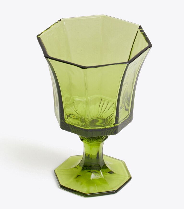 Tory Burch diseñador artículos de mesa & cristalería Set de 4 vasos de agua de vidrio prensado en Green detalle