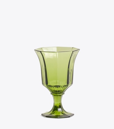 Tory Burch diseñador artículos de mesa & cristalería Set de 4 vasos de vino de vidrio prensado en Green frente