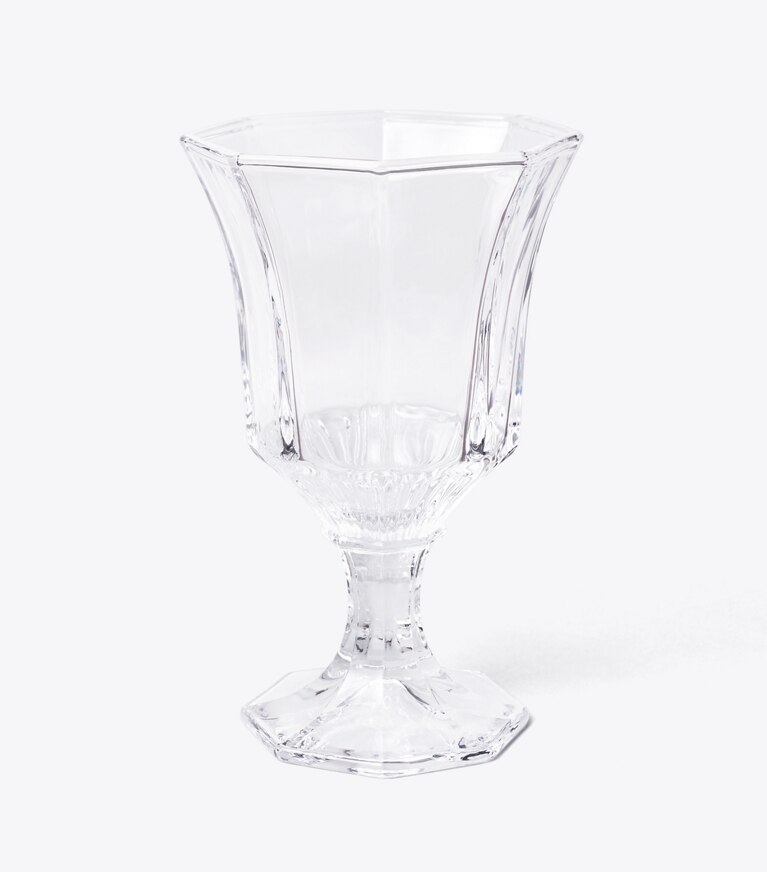 Tory Burch diseñador artículos de mesa & cristalería Set de 4 vasos de vino de vidrio prensado en Clear frente