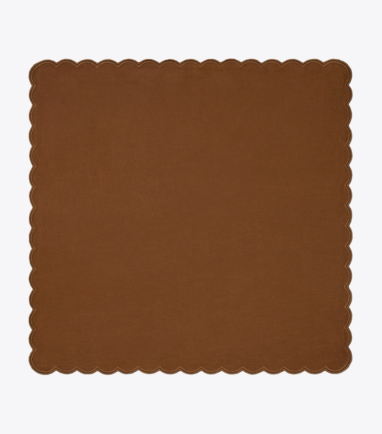 Tory Burch diseñador mantelería Set de 6 servilletas de lino festoneadas para cena en Brown frente