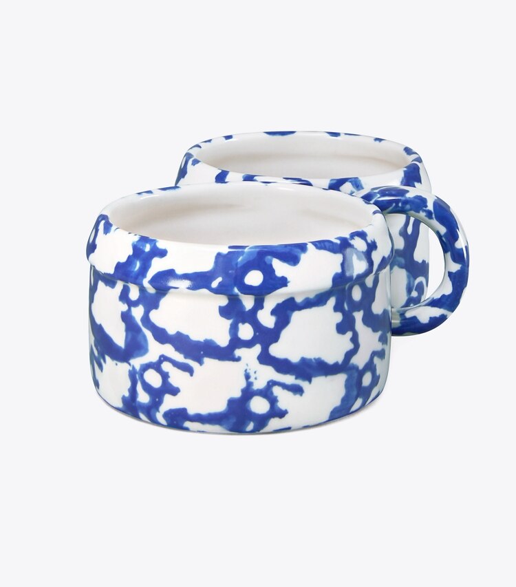 Tory Burch diseñador artículos de mesa & cristalería Set de aceite y vinagre de loza esponjada en Smoke detalle