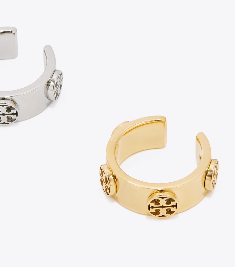 Tory Burch diseñador aretes Set de aros sin perforación Icon en Tory Gold detalle