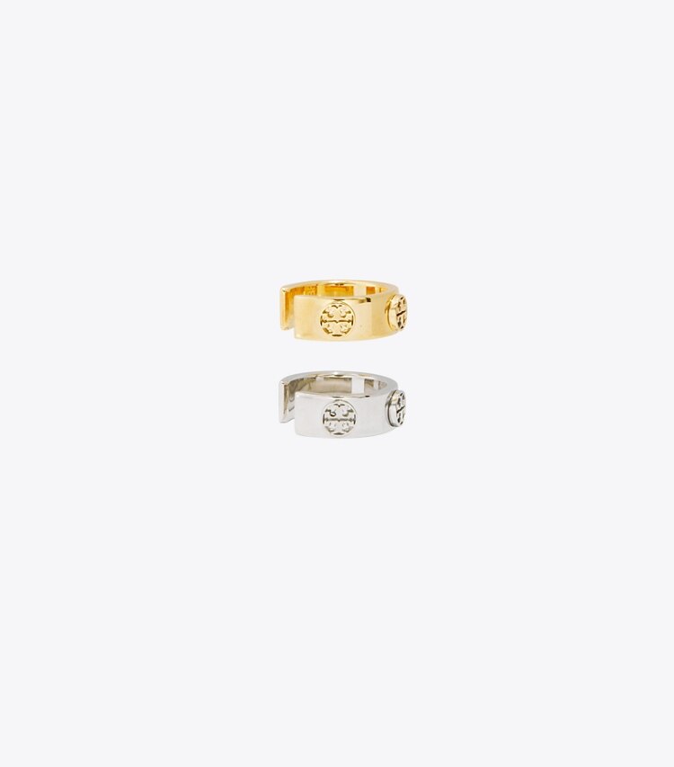 Tory Burch diseñador aretes Set de aros sin perforación Icon en Tory Gold frente