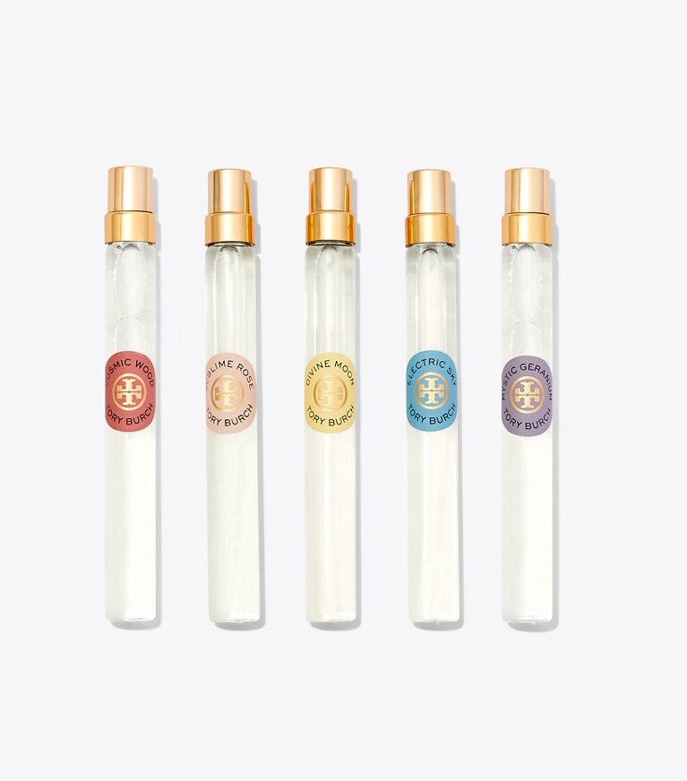 Tory Burch diseñador perfume Set de espray de viaje en EOD SET: E.S/C.W./D.M./S.R./M.G. frontal