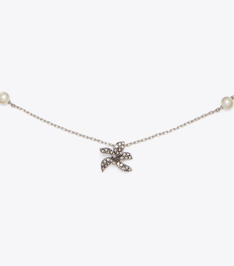 Tory Burch diseñador estuches para joyas Set de regalo con colgante y aros Moondance en Tory Silver / Pearl adicional