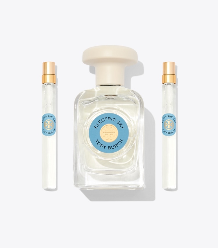 Tory Burch diseñador perfume Set de regalo con dije Electric Sky en ELECTRIC SKY BLUE frente