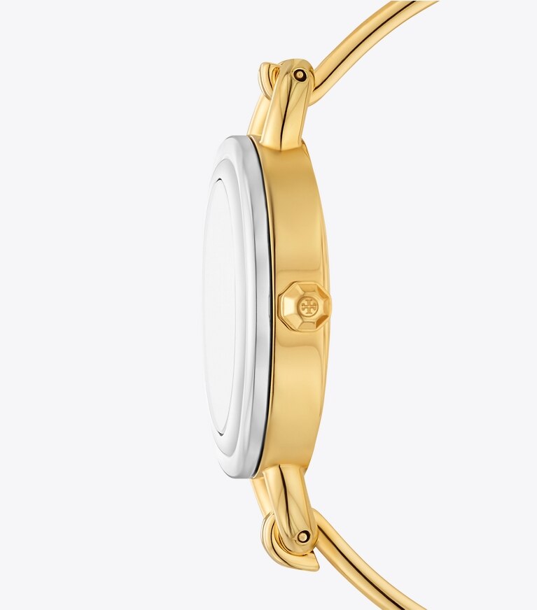 Tory Burch diseñador relojes con correa Set de regalo con reloj Miller en MOP/SILVER/GOLD/HORN/LIGHT BLUE lateral