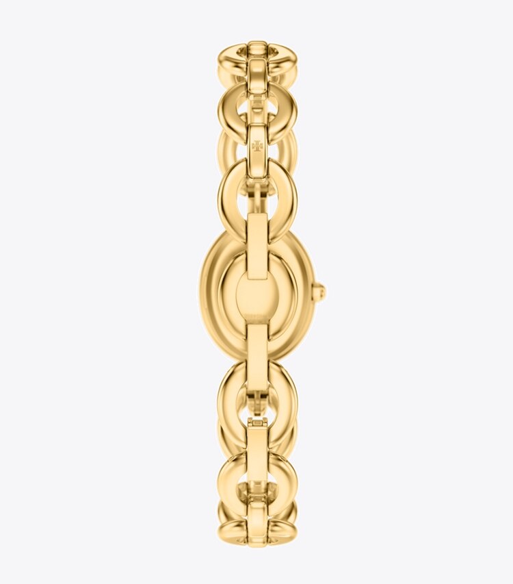 Tory Burch diseñador relojes con correa Set de regalo con reloj ovalado pequeño en IVORY/GOLD/BLACK volver