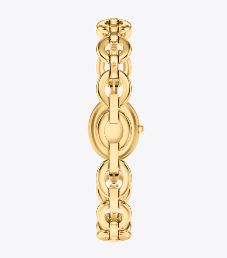 Tory Burch diseñador relojes con correa Set de regalo con reloj ovalado pequeño en IVORY/GOLD/BLACK volver