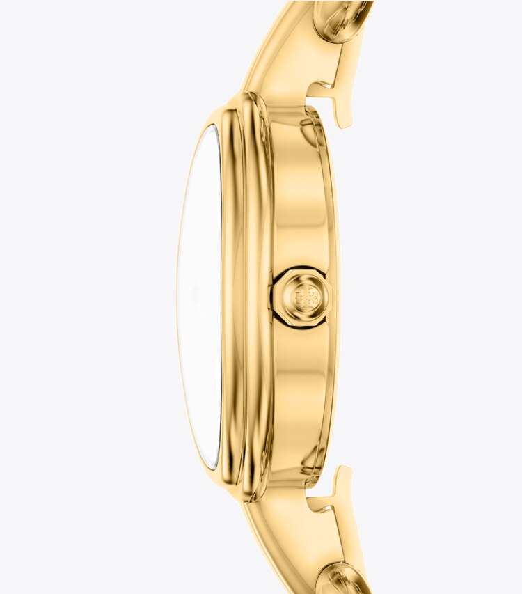 Tory Burch diseñador relojes con correa Set de regalo con reloj ovalado pequeño en IVORY/GOLD/BLACK lateral