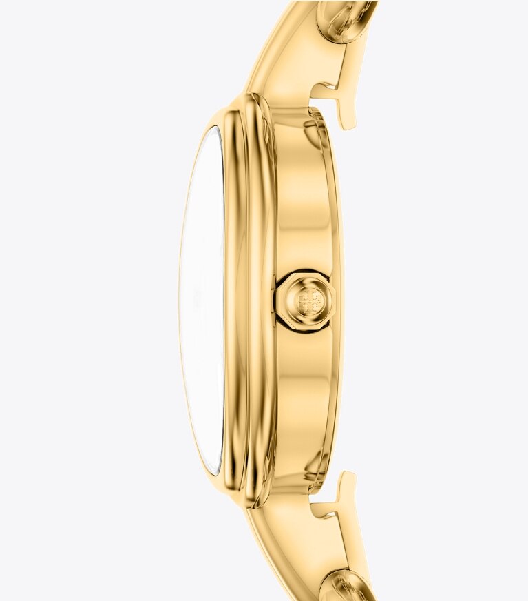 Tory Burch diseñador relojes con correa Set de regalo con reloj ovalado pequeño en IVORY/GOLD/BLACK lateral