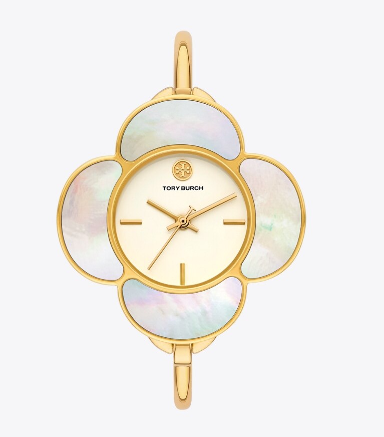 Tory Burch diseñador relojes con correa Set de regalo de reloj Kira en IVORY/GOLD/MULTI TOPRINGS adicional