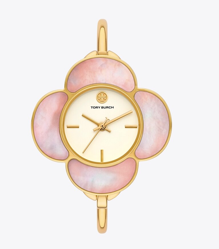 Tory Burch diseñador relojes con correa Set de regalo de reloj Kira en IVORY/GOLD/MULTI TOPRINGS adicional