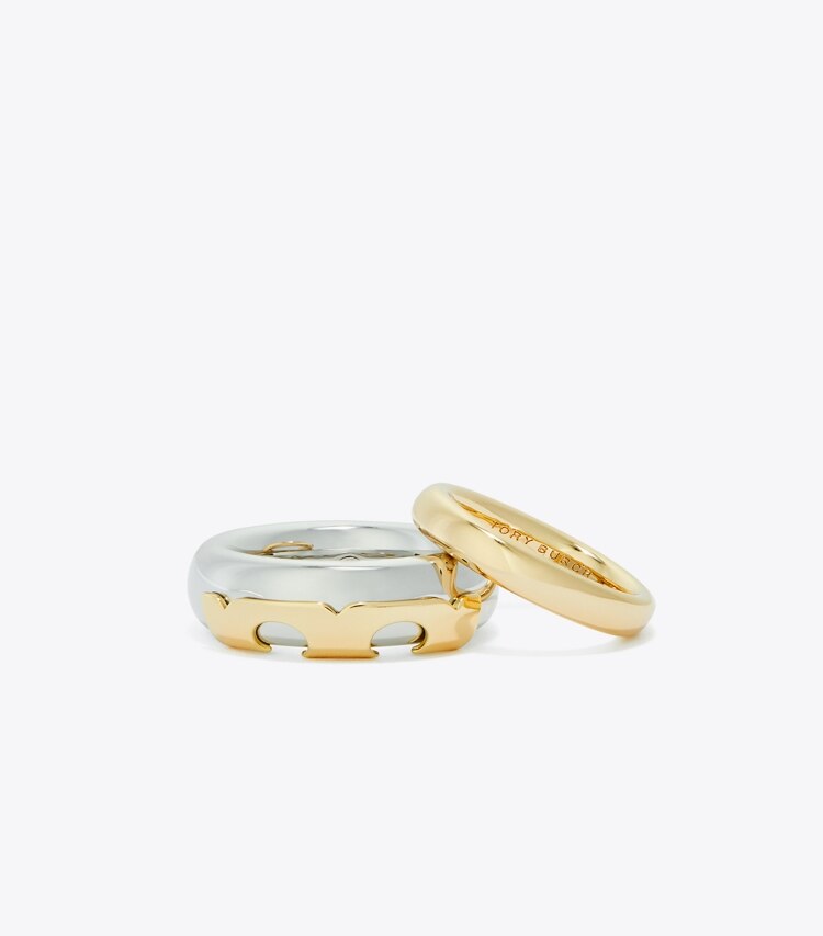 Tory Burch designer anelli Set di anelli Essential in Tory Gold / Tory Silver dettaglio