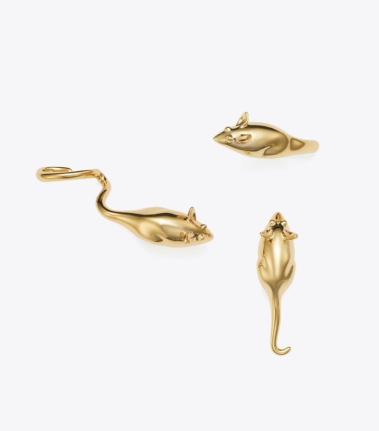 Tory Burch designer orecchini Set di orecchini Mice Runway in Light Brass front