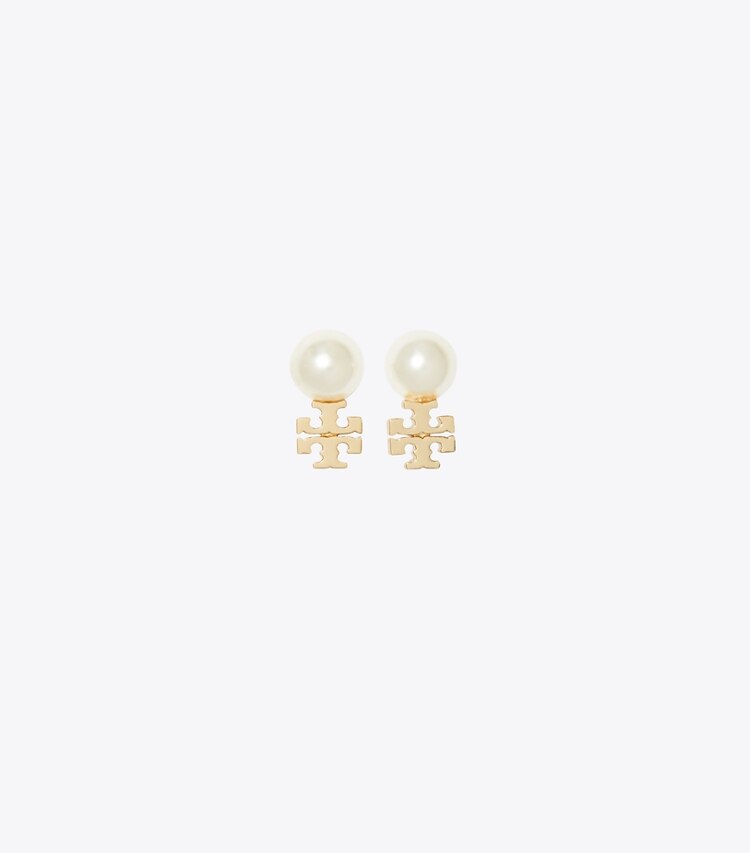 Tory Burch designer portagioielli Set regalo con orecchini e collana Moondance in Tory Gold / Cream / Crystal dettaglio