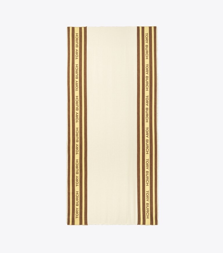 Tory Burch designer scarves Sheer Voyager Oblong Scarf in Sheer French Cream overhead