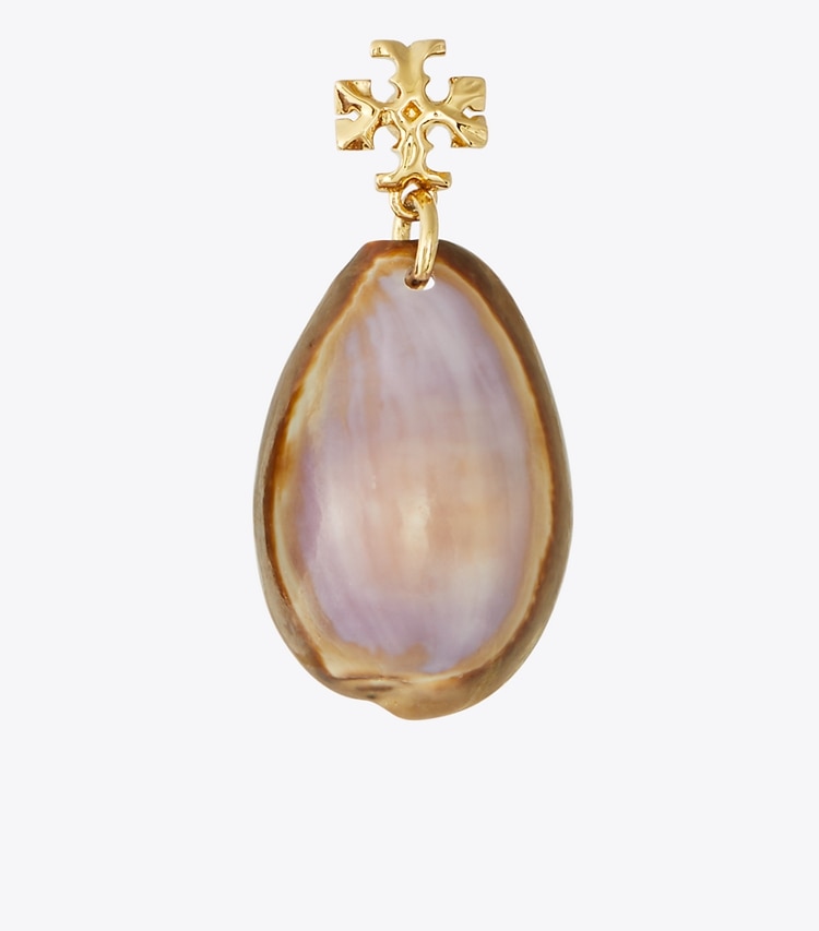 Tory Burch designer earrings Shell Drop Earring in Tory Gold / Purple detail