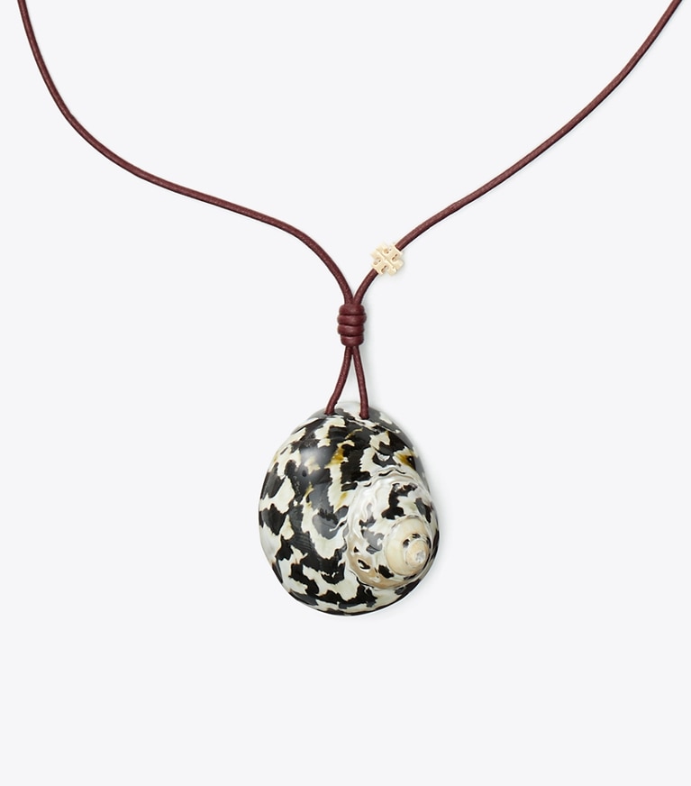 Tory Burch designer necklaces Shell Pendant in Black / White front