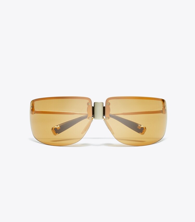 Tory Burch designer サングラス＆アイウェア ランウェイ サングラス in SHINY LIGHT GOLD/ORANGE オーバーヘッド