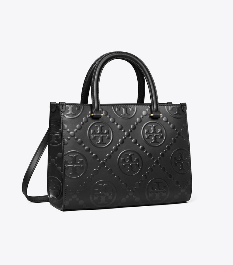 Tory Burch designer borse shopping Shopping a mano T Monogram a rilievo in Black angle