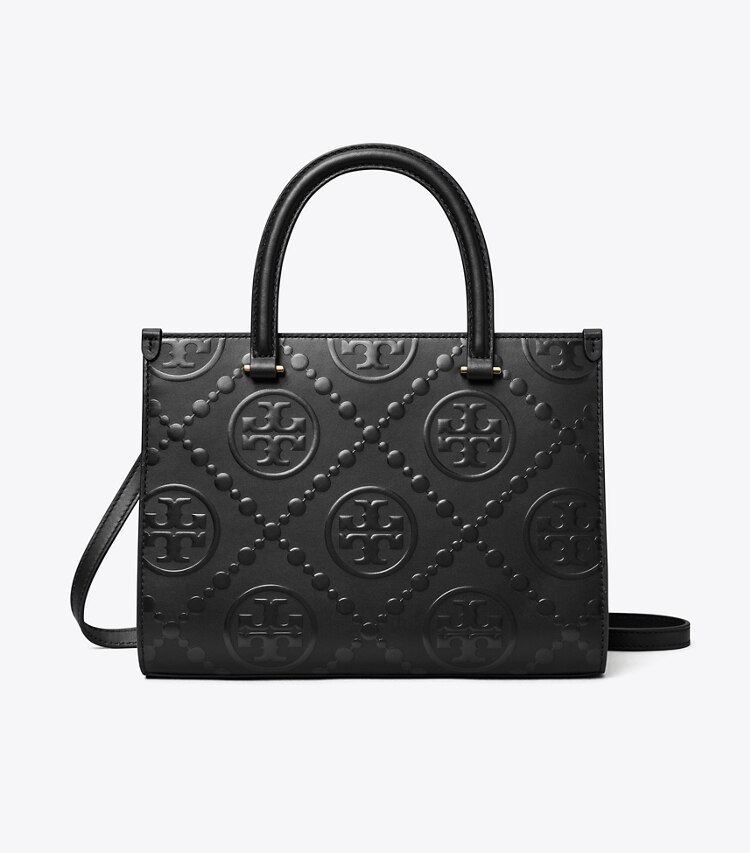 Tory Burch designer borse shopping Shopping a mano T Monogram a rilievo in Black front