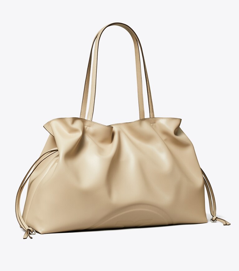 Tory Burch designer borse shopping Shopping con coulisse Ella natuura™ in Light Stone angle