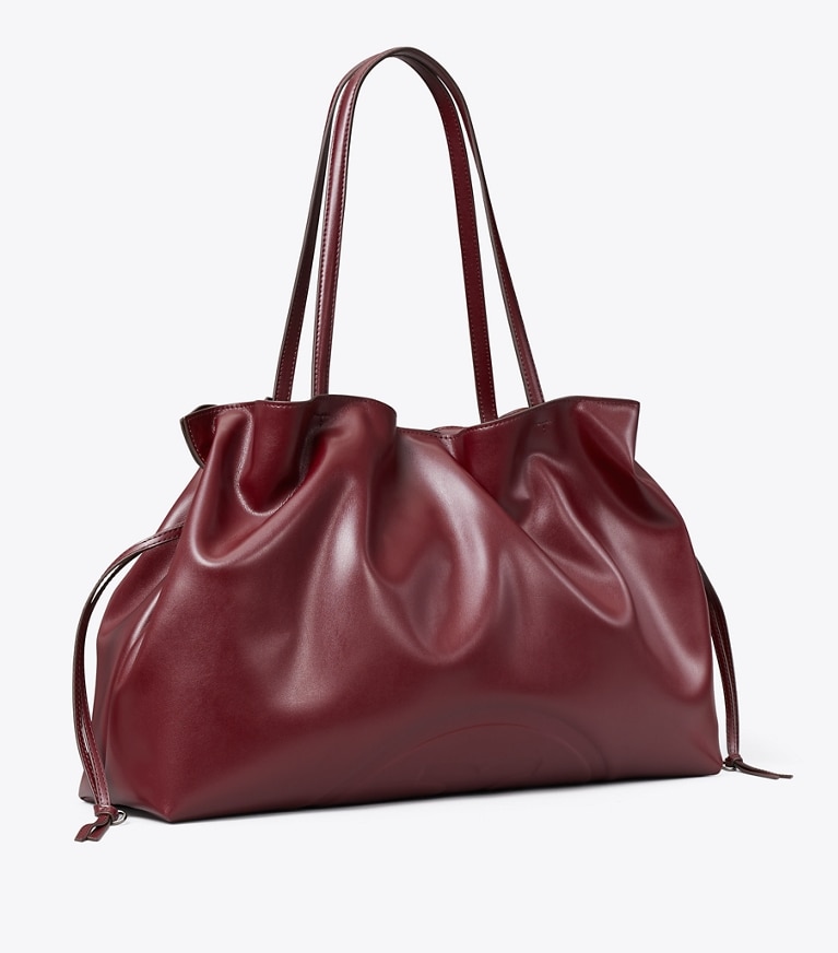Tory Burch designer borse shopping Shopping con coulisse Ella natuura™ in Merlot angle