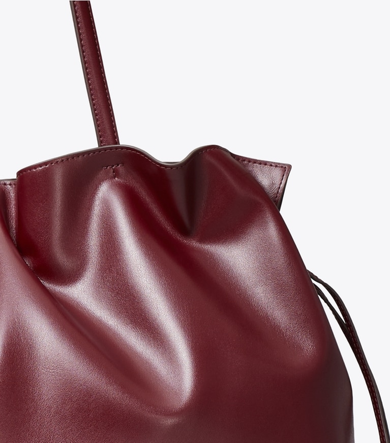 Tory Burch designer borse shopping Shopping con coulisse Ella natuura™ in Merlot dettaglio
