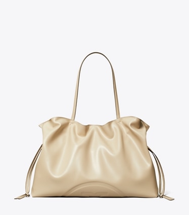 Tory Burch designer borse shopping Shopping con coulisse Ella natuura™ in Light Stone front