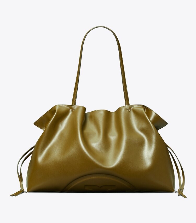 Tory Burch designer borse shopping Shopping con coulisse Ella natuura™ in Dark Olive front