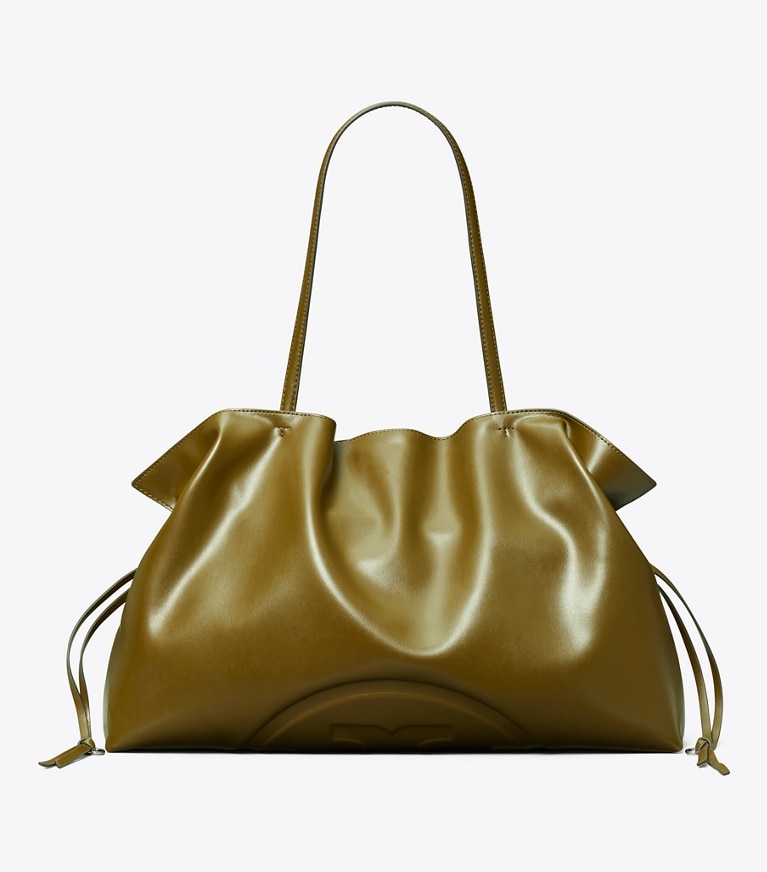 Tory Burch designer borse shopping Shopping con coulisse Ella natuura™ in Dark Olive front