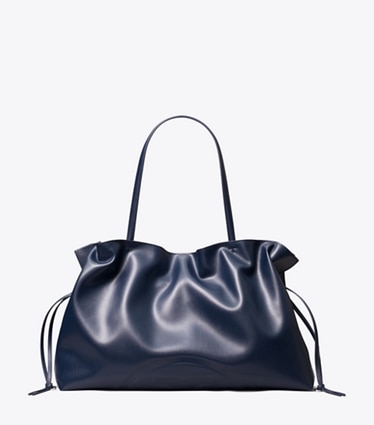 Tory Burch designer borse shopping Shopping con coulisse Ella natuura™ in New Navy front