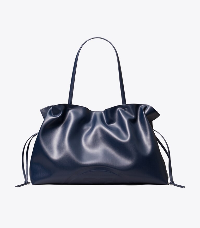 Tory Burch designer borse shopping Shopping con coulisse Ella natuura™ in New Navy front