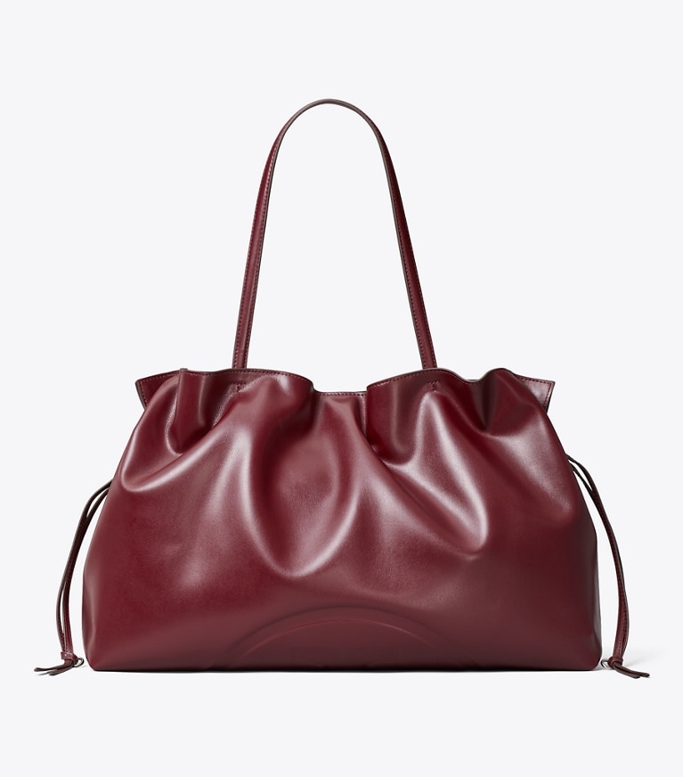 Tory Burch designer borse shopping Shopping con coulisse Ella natuura™ in Merlot front